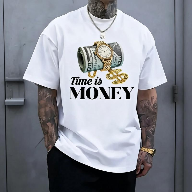 Time Is Money Cash Roll and Gold Watch Graphic T-Shirt