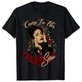 Como La Flor Selena Portrait and Red Rose Graphic T-Shirt