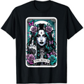 Gothic Fortune Card Woman with Roses and The Bitch Banner