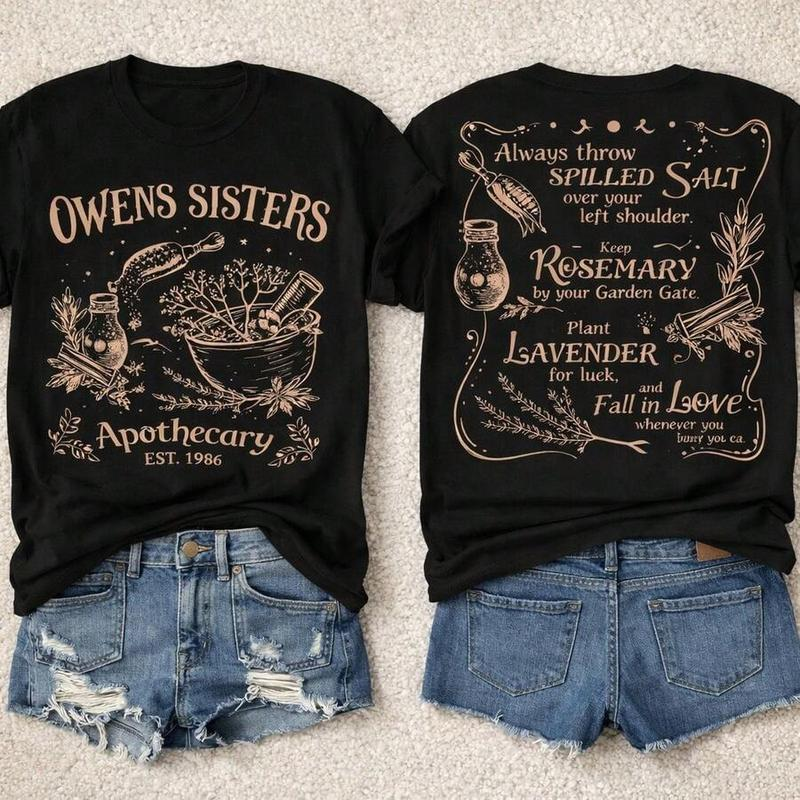 Owens Sisters Apothecary Botanical Front and Back Graphic T-Shirt