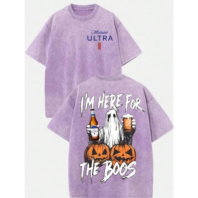 I'm Here for the Boos Halloween Ghost and Pumpkin Graphic Tee