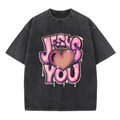 Jesus Loves You Heart Graphic Street Art T-Shirt