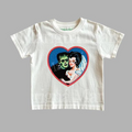 Frankenstein and Bride Heart Graphic T-Shirt with Retro Monster Romance Artwork