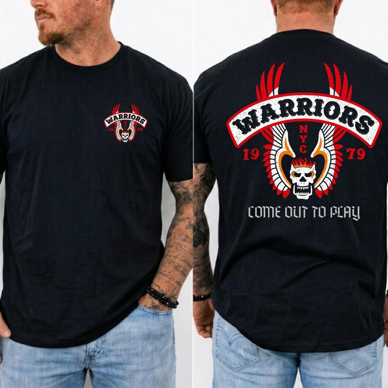Warriors Come Out to Play Winged Skull Graphic Short Sleeve T-Shirt