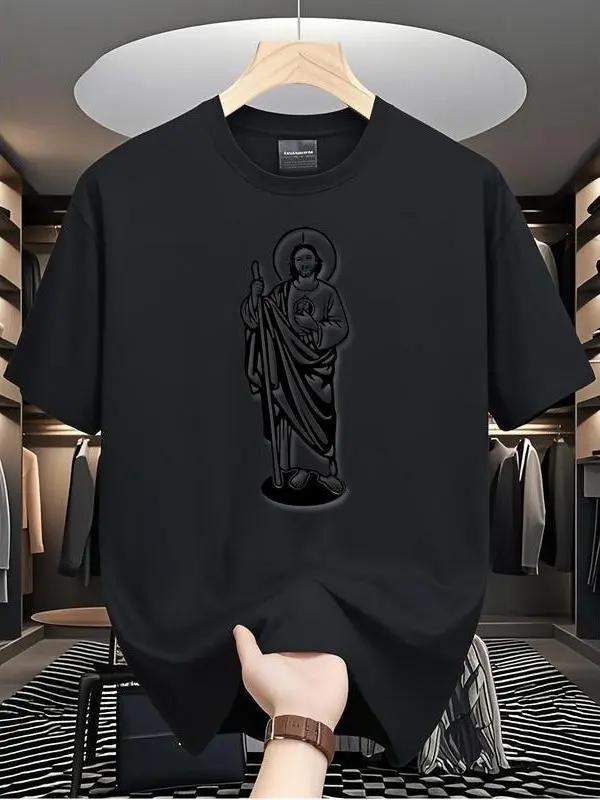 Saint Jude Line Art Religious Graphic Short Sleeve T-Shirt