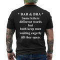 Bar & Bra Wordplay Graphic T-Shirt with Humorous Back Print