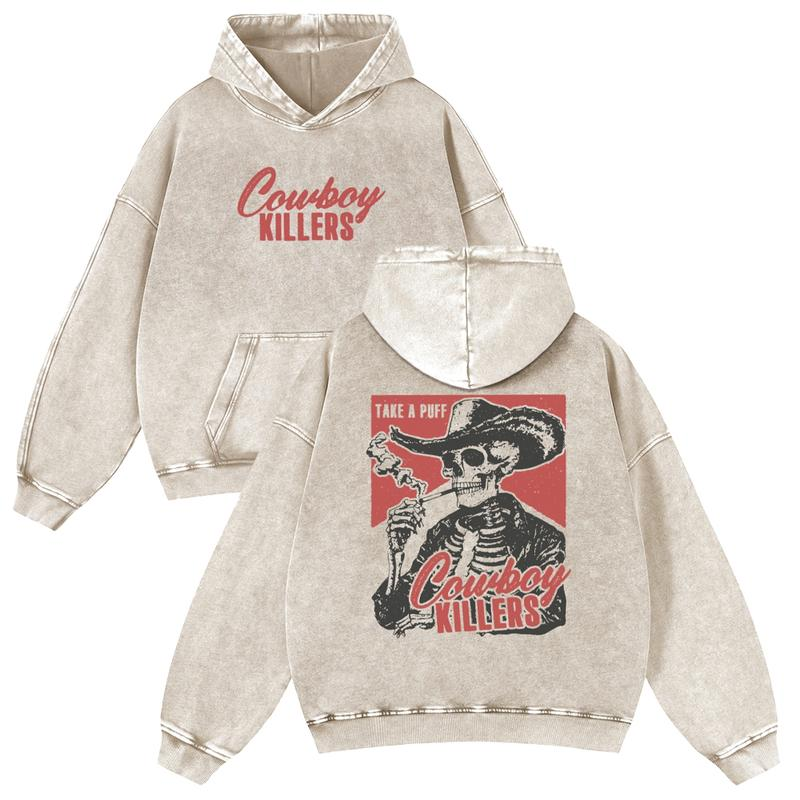 Cowboy Killers Skeleton Western Graphic Pullover Hoodie