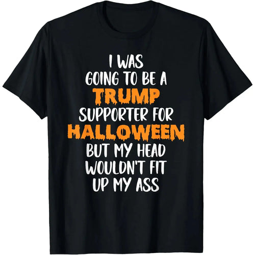 Anti-Trump Halloween Slogan Graphic T-Shirt with Orange and White Lettering
