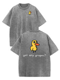 Got Any Grapes Cartoon Duck Graphic Tee with Front and Back Artwork