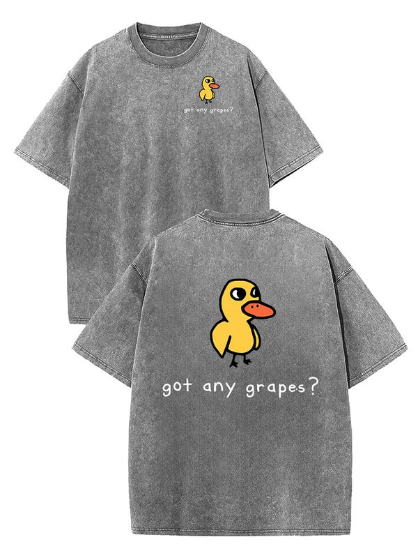 Got Any Grapes Cartoon Duck Graphic Tee with Front and Back Artwork