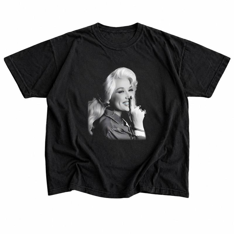 Retro Country Music Diva Shushing Portrait Graphic Tee