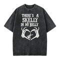 There's a Skelly in My Belly Skeleton Heart Halloween Graphic T-Shirt