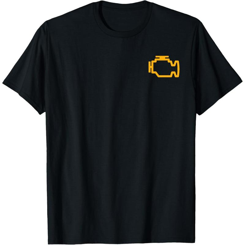 Check Engine Light Graphic T-Shirt with Minimalist Dashboard Warning Icon