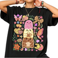 Whimsical Pan Dulce Characters with Butterflies and Floral Graphic T-Shirt