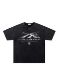 Hell Star Chrome Graphic Washed Tee with Flame and Star Artwork