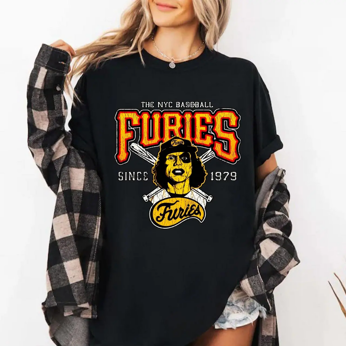 NYC Baseball Furies Vintage Graphic Tee with Retro Character Artwork