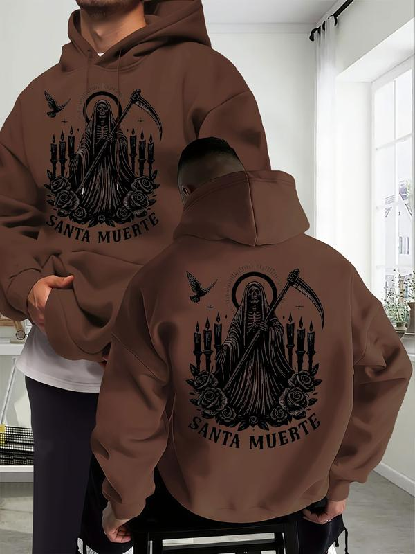 Santa Muerte Grim Reaper Rose and Candle Graphic Hoodie