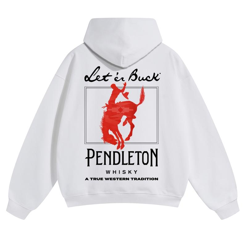 Vintage Western Bucking Horse Whisky Graphic Pullover Hoodie