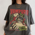 Vampurr Bites Again Vampire Cat Vintage Horror Comic Graphic T-Shirt