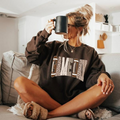 Game Day Mixed Pattern Collegiate Letter Graphic Crewneck Sweatshirt