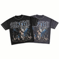 Studded Gothic Angel and Crosses Graphic Oversized Streetwear Tee