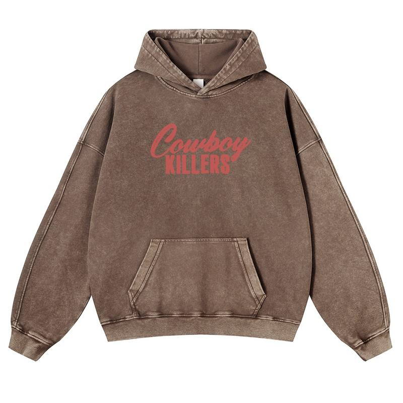 Cowboy Killers Skeleton Western Graphic Hoodie with Vintage Style Front and Back Artwork