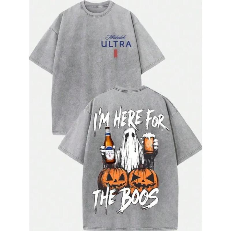I'm Here for the Boos Halloween Ghost and Pumpkin Graphic Tee