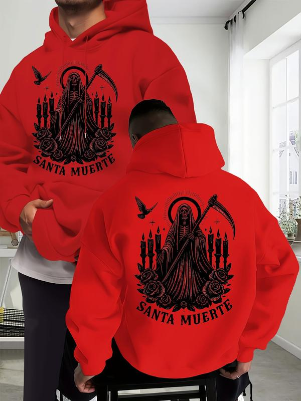 Santa Muerte Grim Reaper Rose and Candle Graphic Hoodie