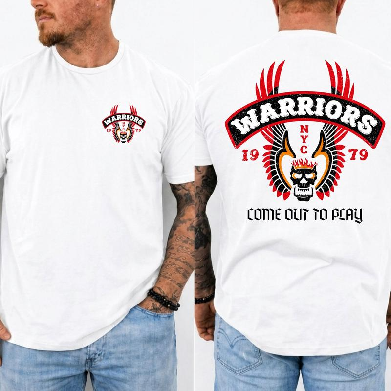 Warriors Come Out to Play Winged Skull Graphic Short Sleeve T-Shirt
