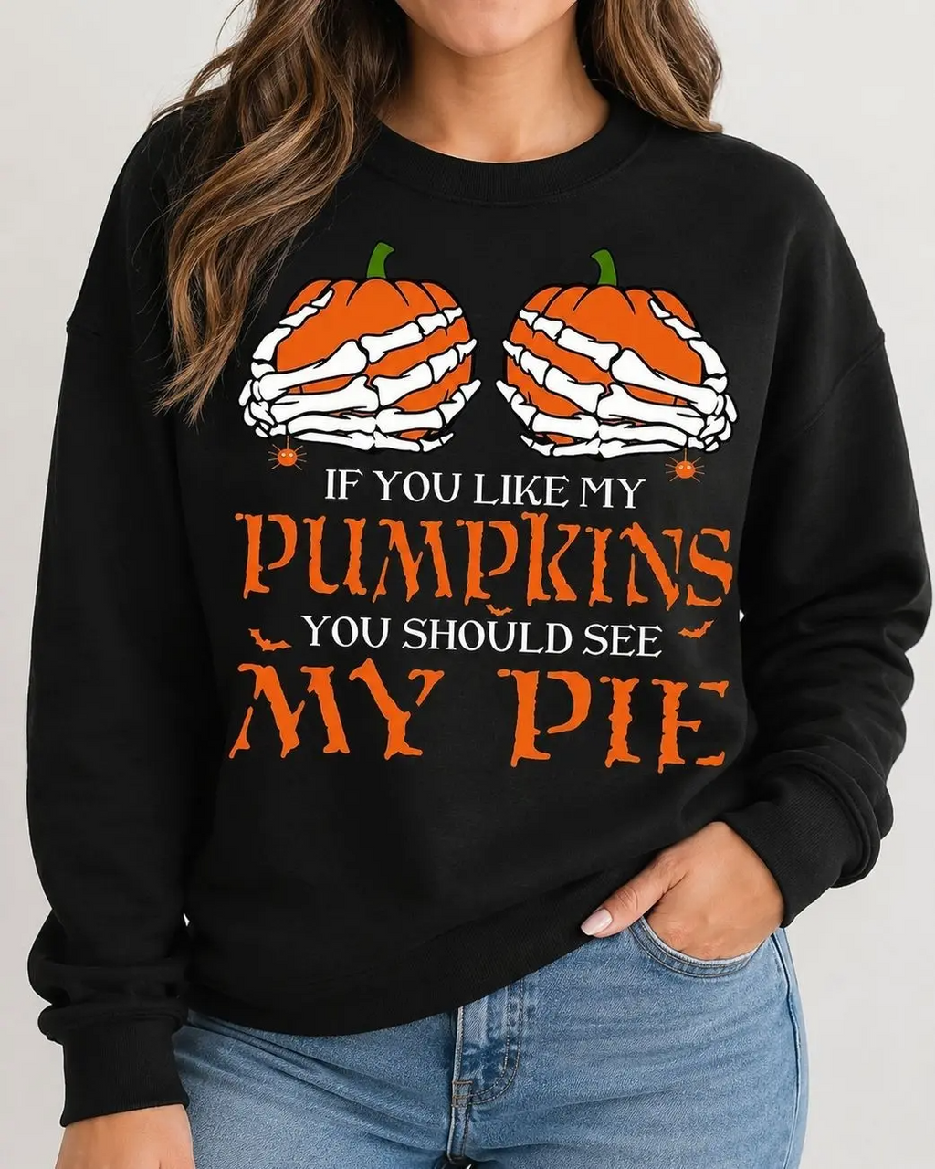 Funny Halloween Pumpkin Skeleton Hands My Pie Graphic Shirt