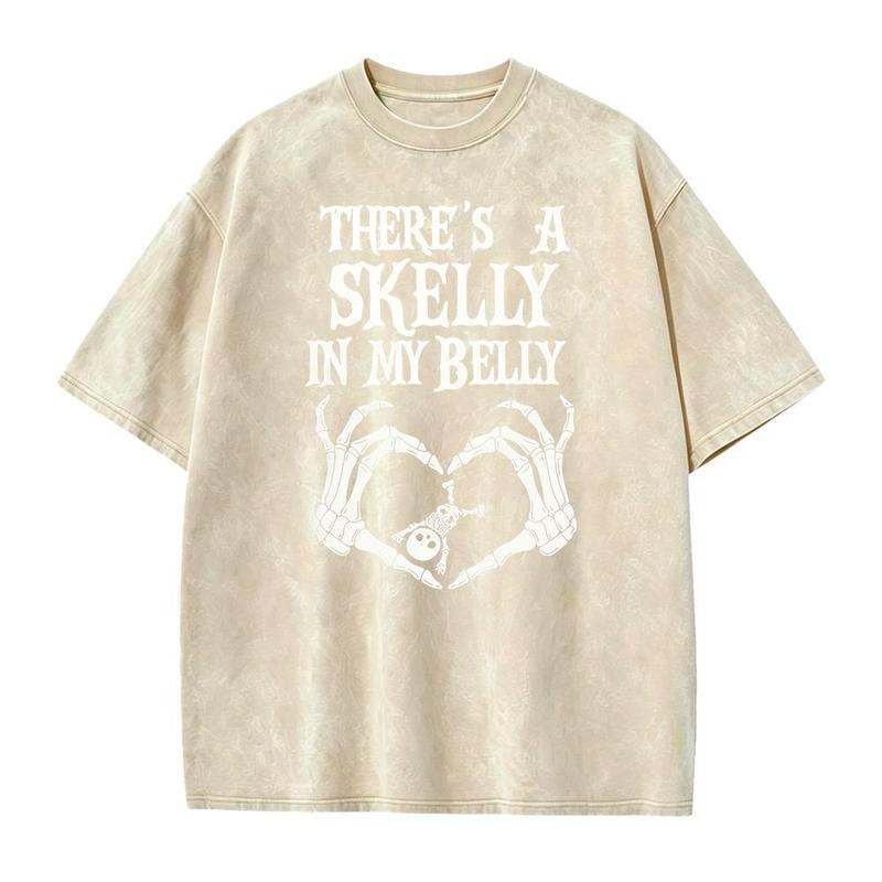 There's a Skelly in My Belly Skeleton Heart Halloween Graphic T-Shirt