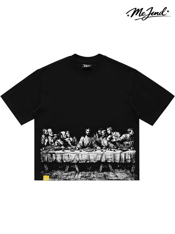 Last Supper and Crucifixion Artwork Front and Back Graphic T-Shirt