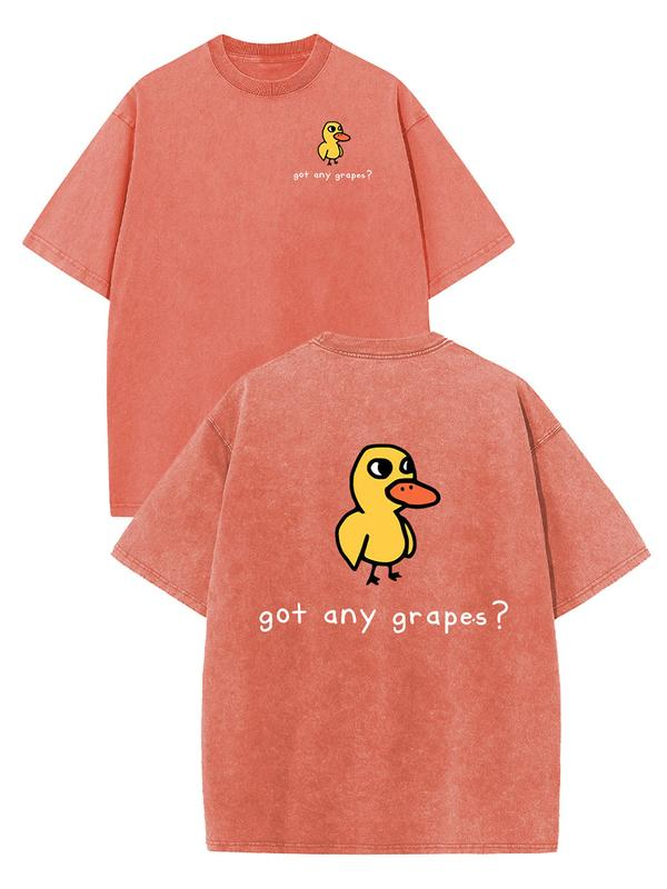 Got Any Grapes Cartoon Duck Graphic Tee with Front and Back Artwork
