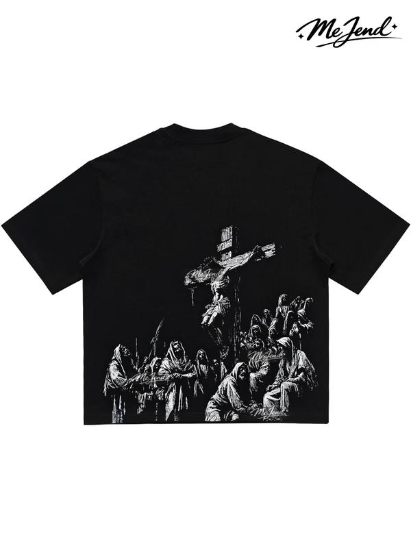 Last Supper and Crucifixion Artwork Front and Back Graphic T-Shirt