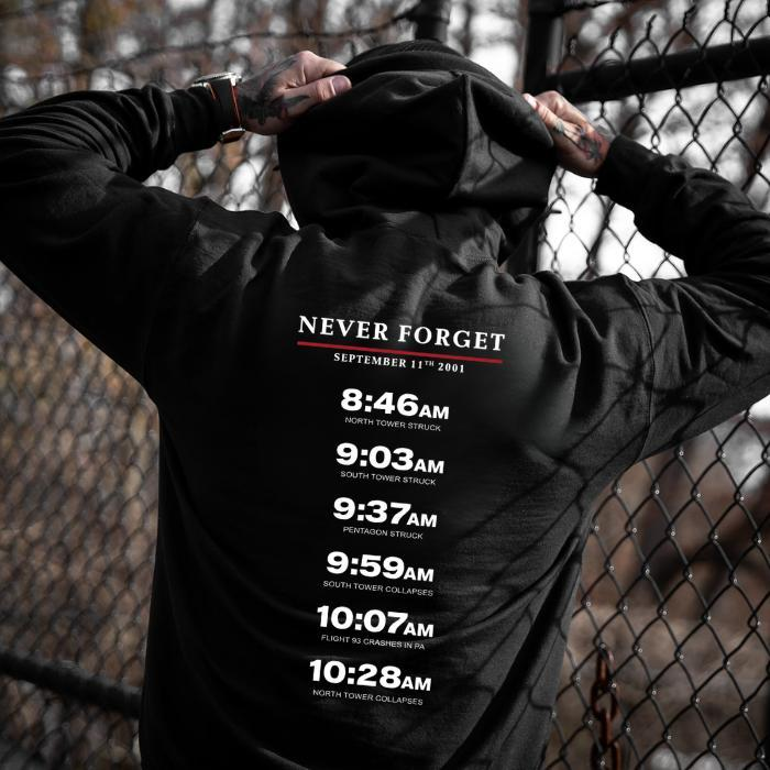 Never Forget September 11 Memorial Timeline Graphic Apparel