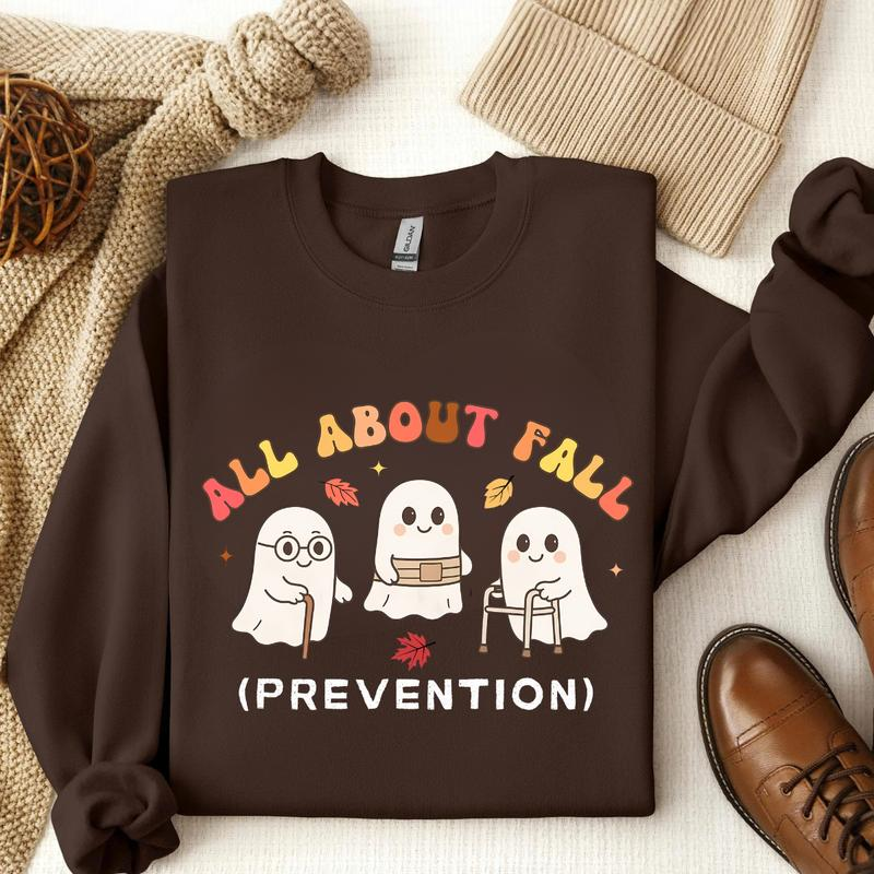 All About Fall Prevention Cute Ghosts Autumn Graphic Sweatshirt