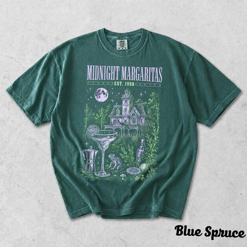 Midnight Margaritas Haunted House and Cocktail Graphic Tee