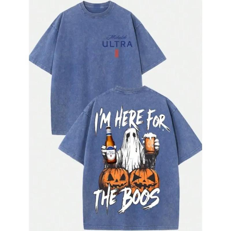 I'm Here for the Boos Halloween Ghost and Pumpkin Graphic Tee