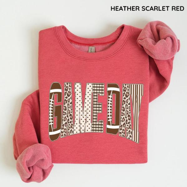 Game Day Mixed Pattern Collegiate Letter Graphic Crewneck Sweatshirt