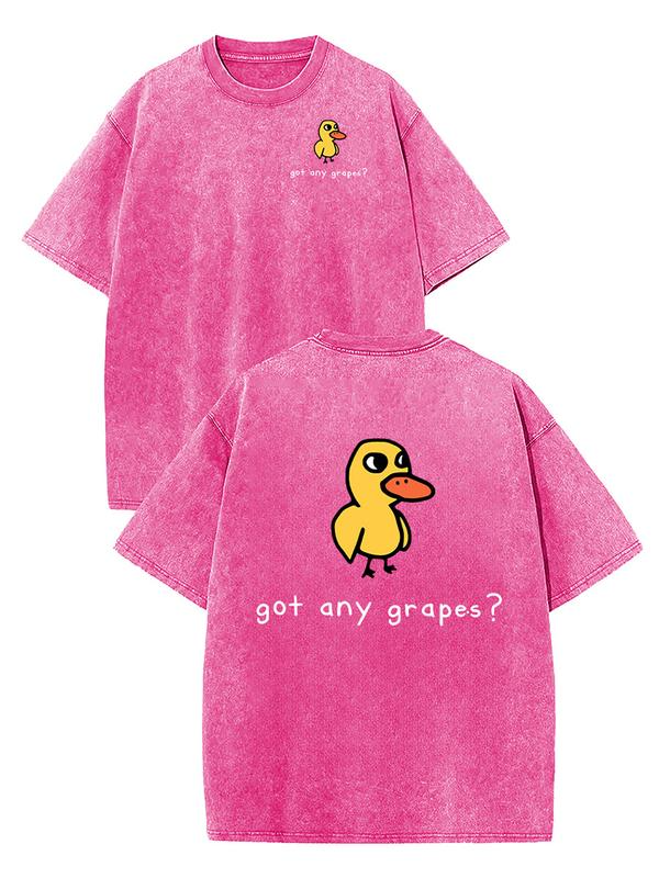 Got Any Grapes Cartoon Duck Graphic Tee with Front and Back Artwork