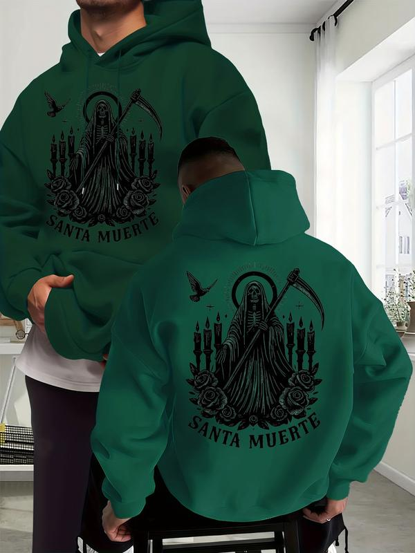 Santa Muerte Grim Reaper Rose and Candle Graphic Hoodie