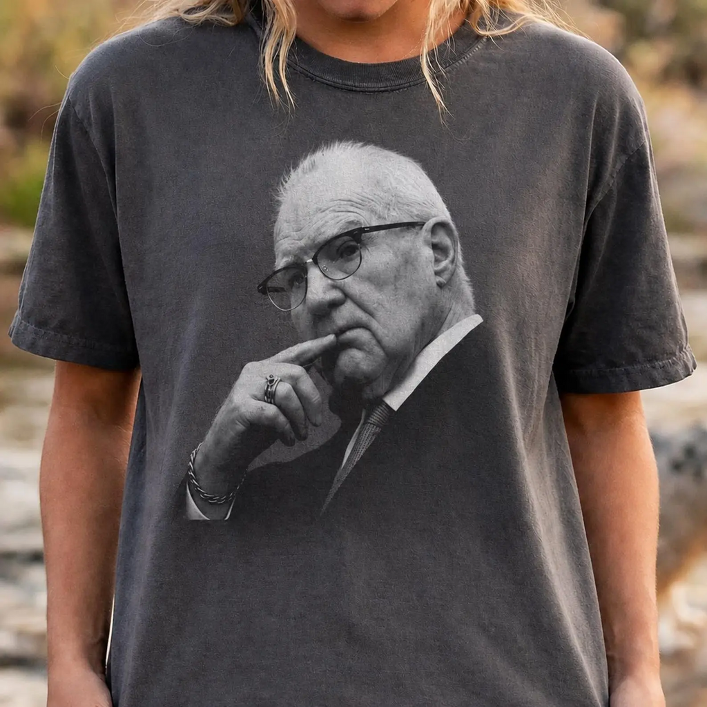 Sigmund Freud Thoughtful Portrait Graphic T-Shirt with Vintage Photo Style