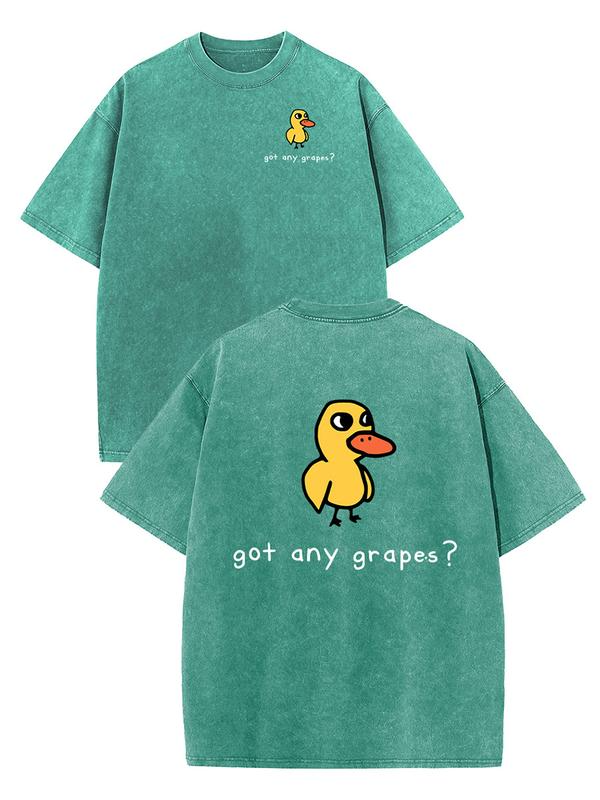 Got Any Grapes Cartoon Duck Graphic Tee with Front and Back Artwork