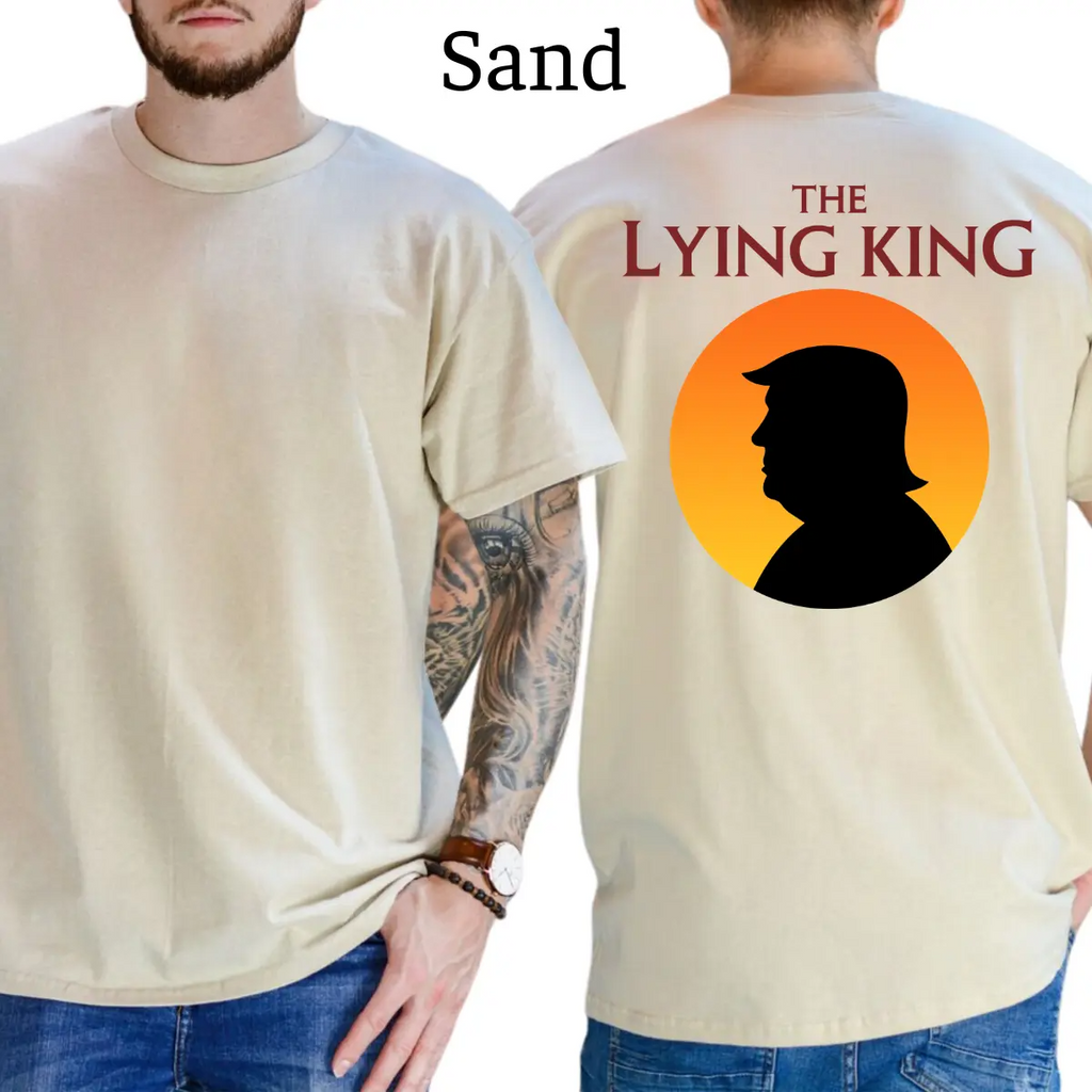 The Lying King Silhouette Graphic T-Shirt with Sunset Circle Back Design