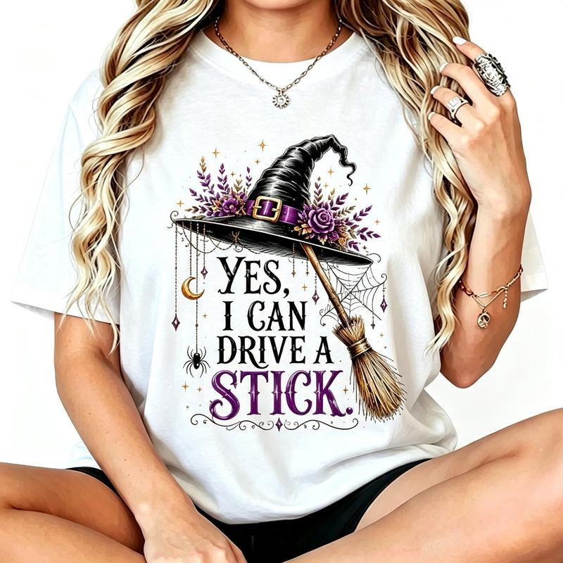 Yes, I Can Drive a Stick Witch Hat Graphic Top