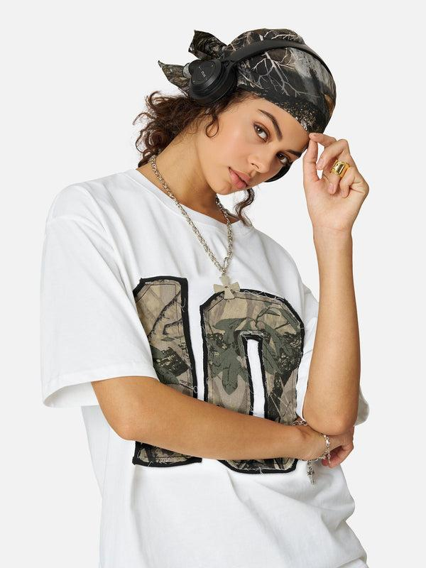 Camo Number 10 Graphic Streetwear Tee with Bold Collegiate Style