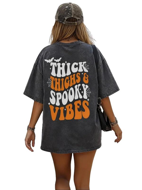Thick Thighs and Spooky Vibes Halloween Graphic Tee