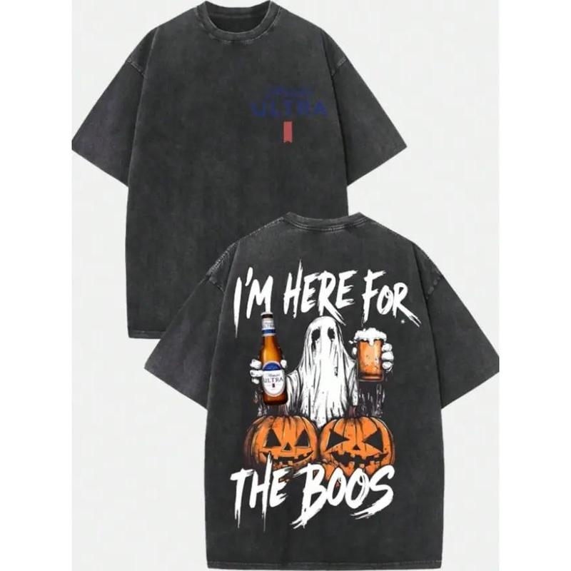 I'm Here for the Boos Halloween Ghost and Pumpkin Graphic Tee