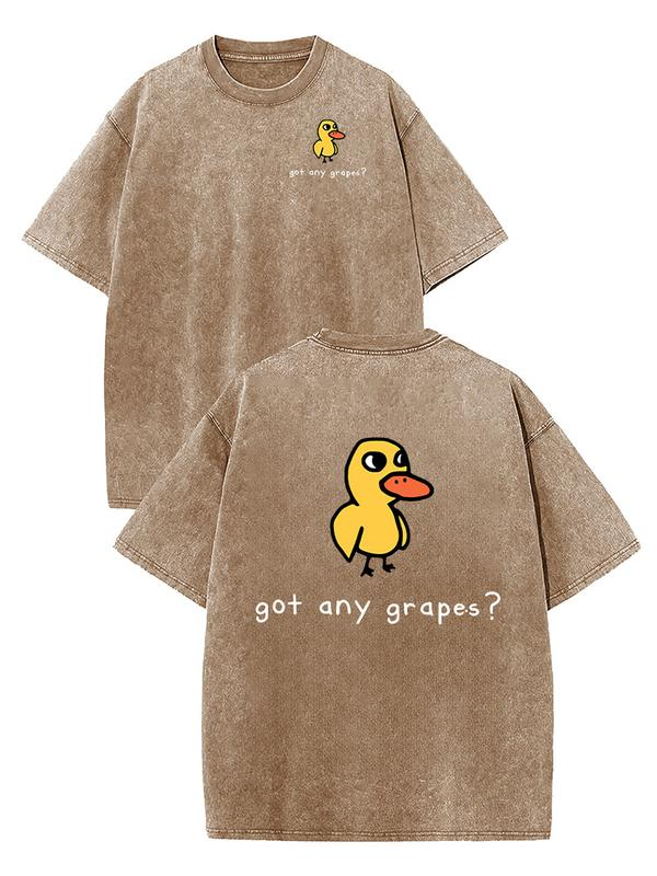 Got Any Grapes Cartoon Duck Graphic Tee with Front and Back Artwork