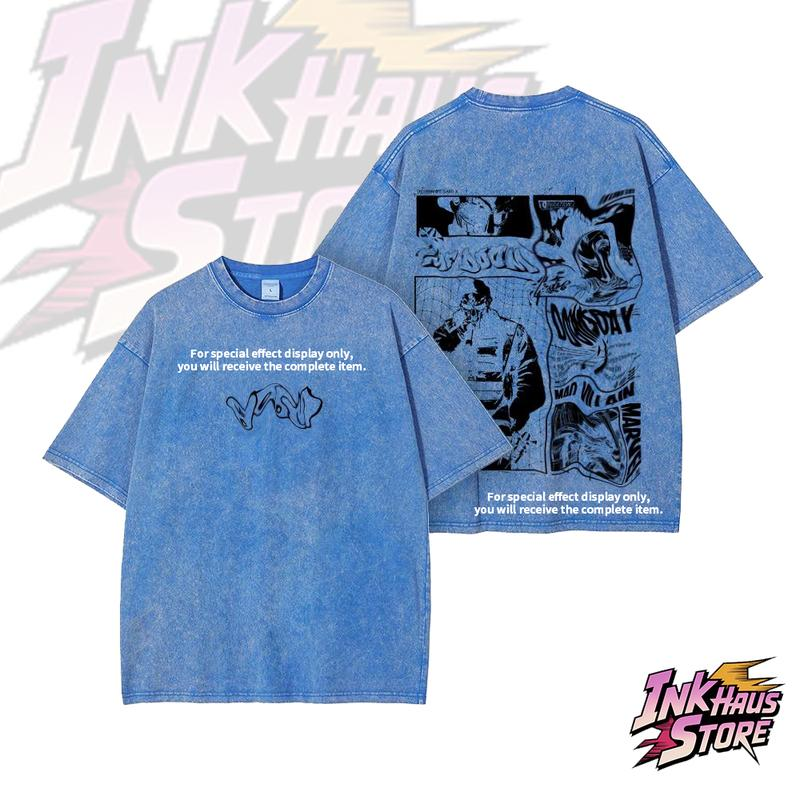 Graffiti Character Collage Washed Tee with Front and Back Artwork